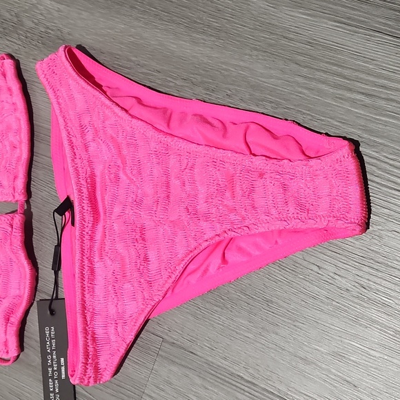 Hot pink thread swim set with bonus bag high waist bottoms string top - Picture 2 of 7